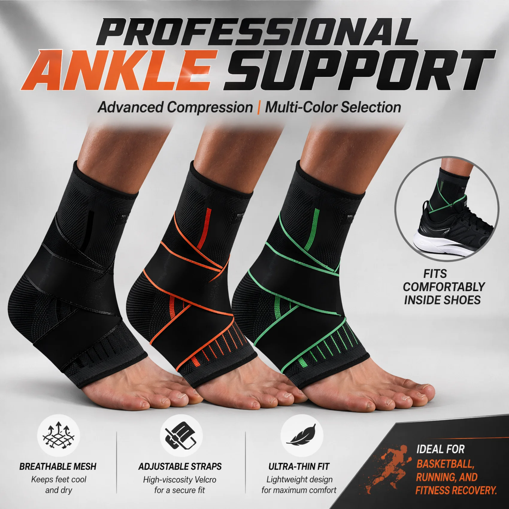 Ankle Mobility Band - Tobillera de Compresión Transpirable Ajustable, Soporte